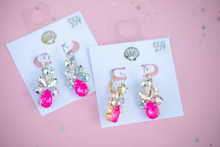 Multi Stone Earrings (Electric Pink Twinkle) Pink Retreat Exclusive