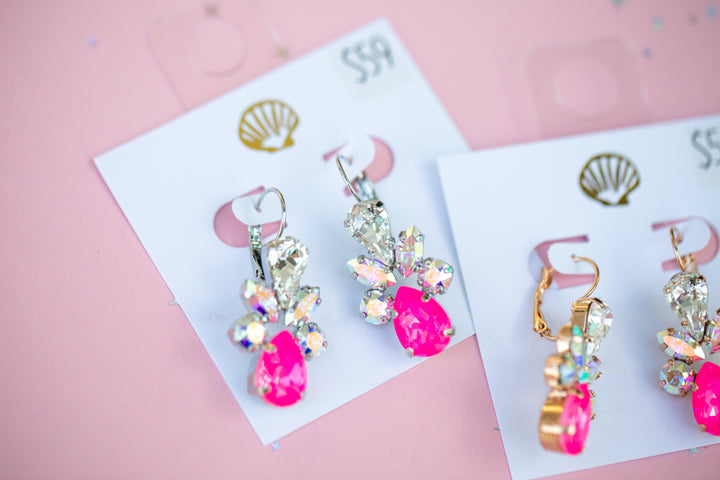 Multi Stone Earrings (Electric Pink Twinkle) Pink Retreat Exclusive