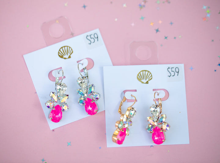 Multi Stone Earrings (Electric Pink Twinkle) Pink Retreat Exclusive