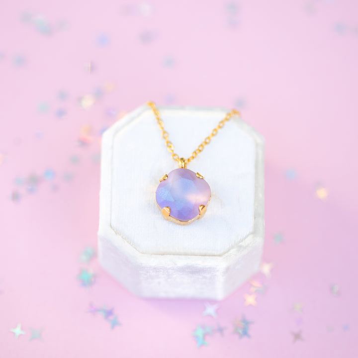 12mm Single Stone Cushion Cut Necklace: Violet Frost