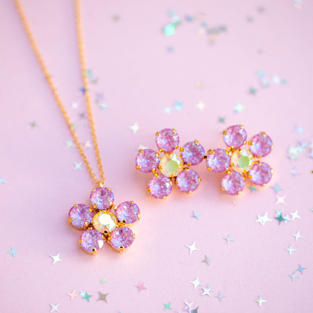 8mm Flower Necklace: Violet Lemon Spritz