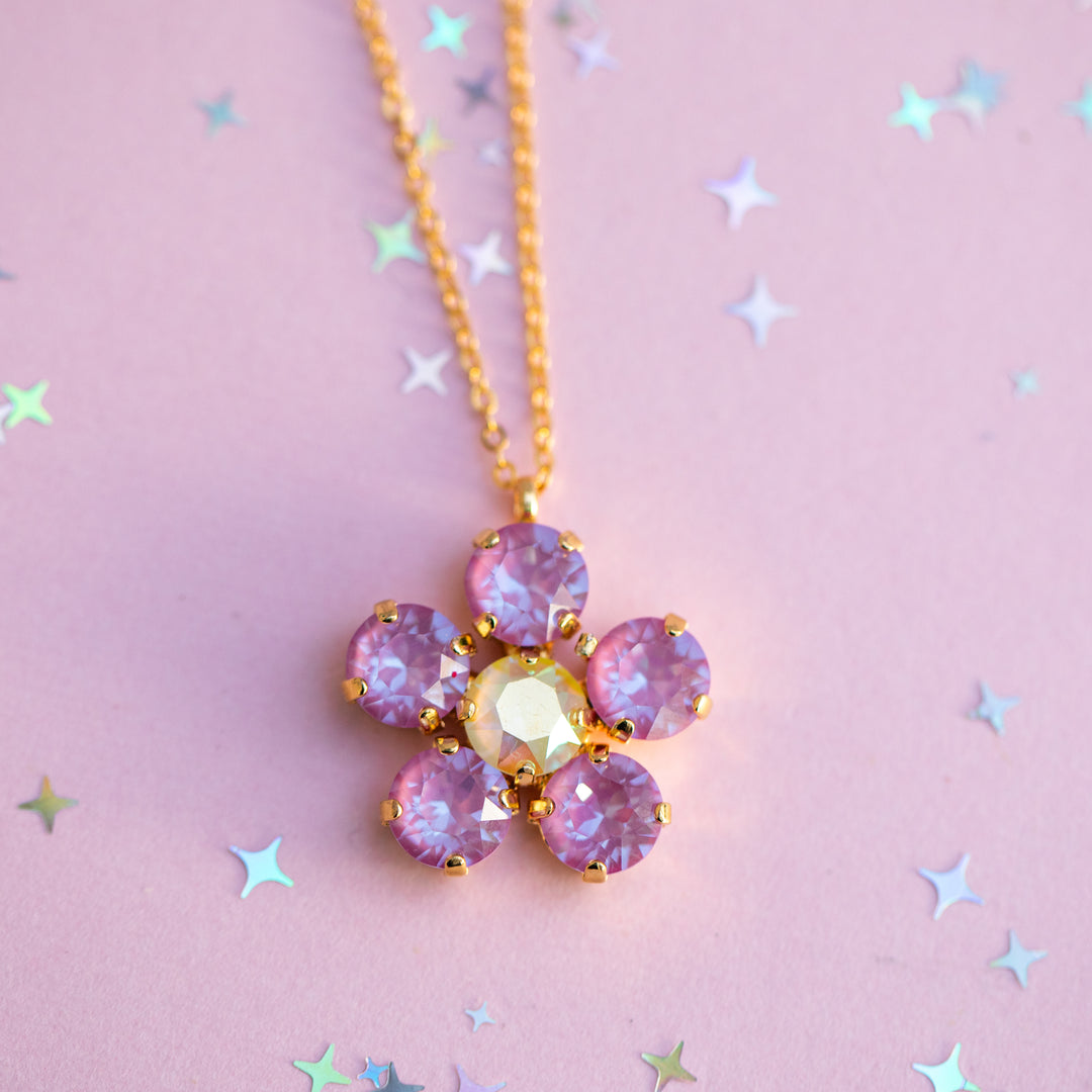 8mm Flower Necklace: Violet Lemon Spritz