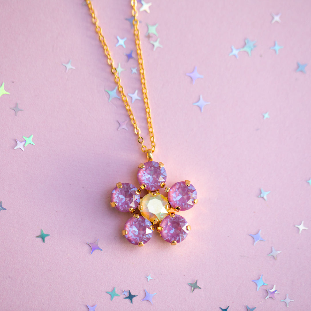 8mm Flower Necklace: Violet Lemon Spritz