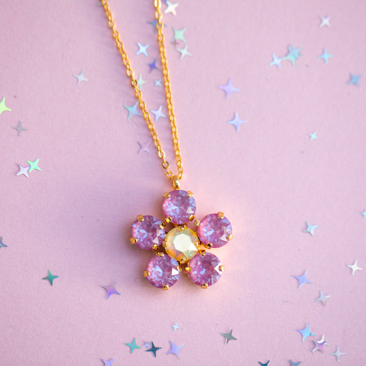8mm Flower Necklace: Violet Lemon Spritz
