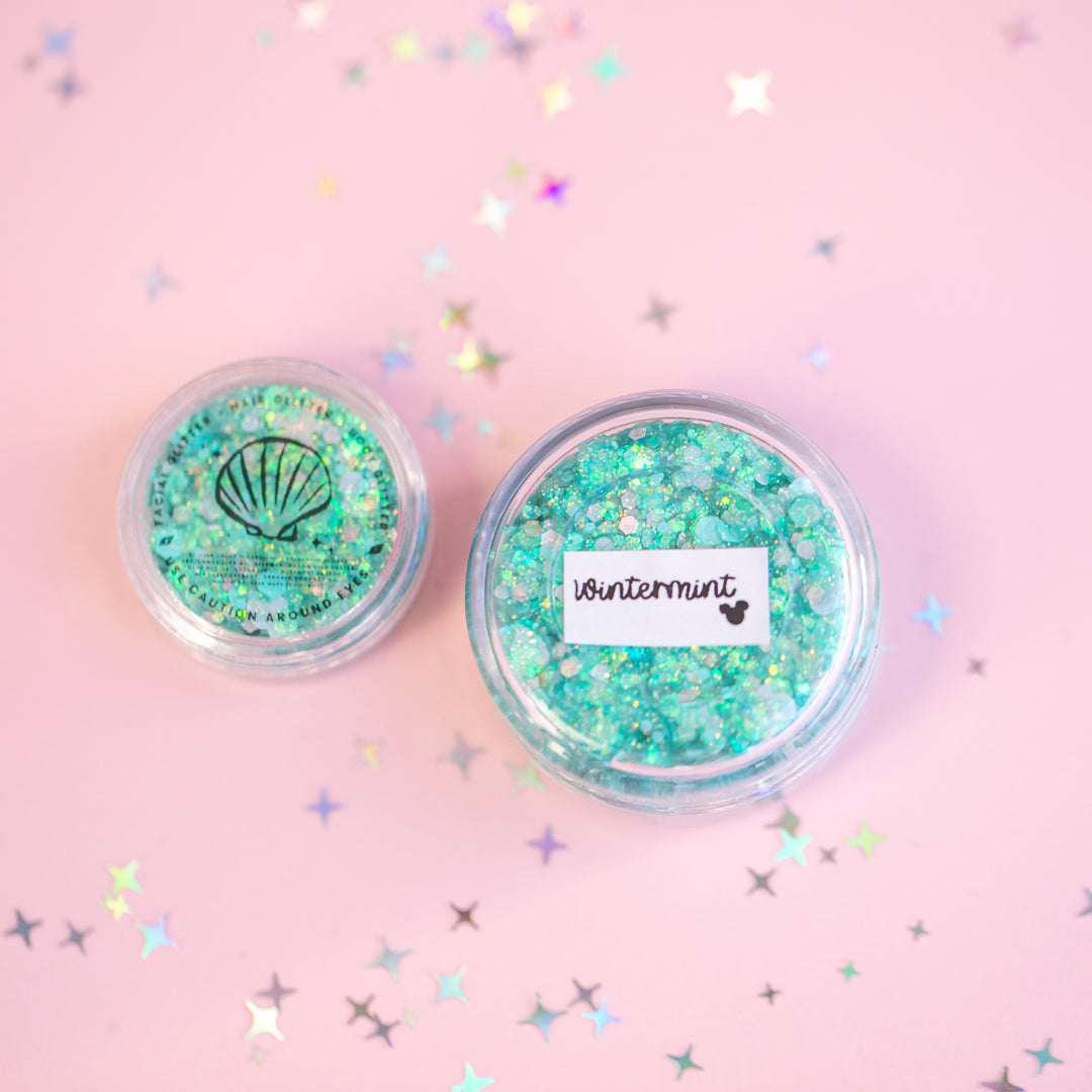 Glitter Creme: Wintermint Body Glitter with Mouse and Snowflake shapes