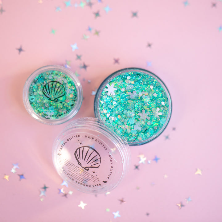 Glitter Creme: Wintermint Body Glitter with Mouse and Snowflake shapes