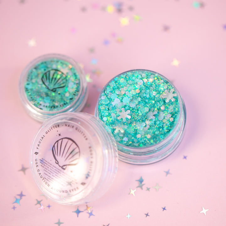 Glitter Creme: Wintermint Body Glitter with Mouse and Snowflake shapes